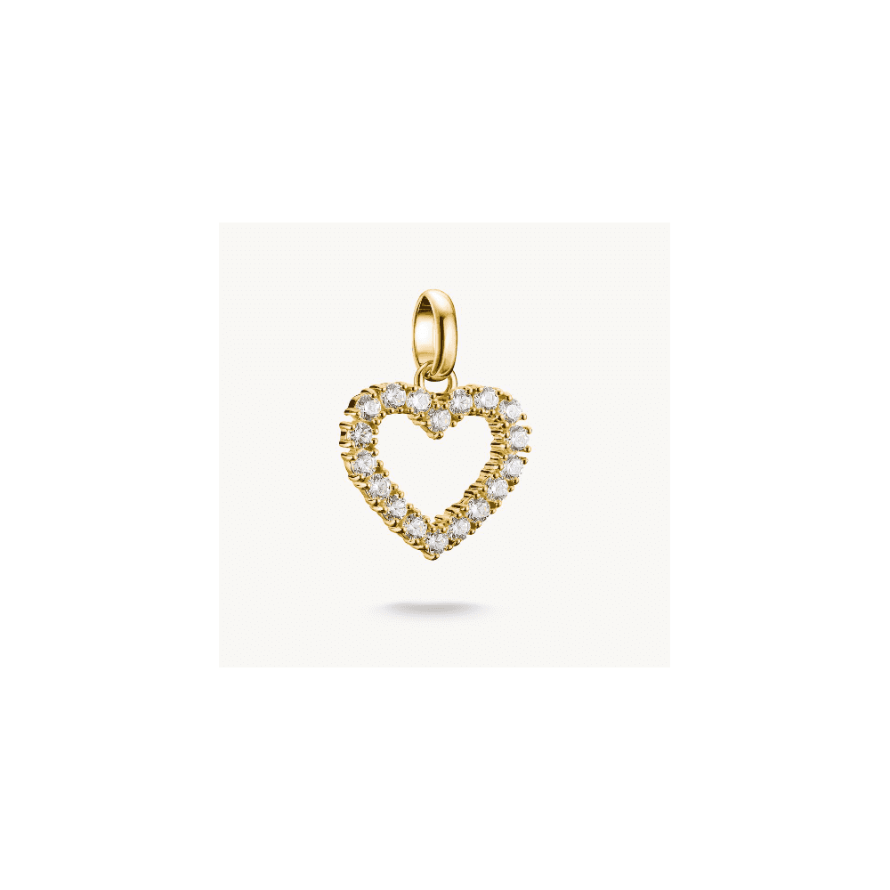 Charm pendant heart with white stones Connect gold-plated