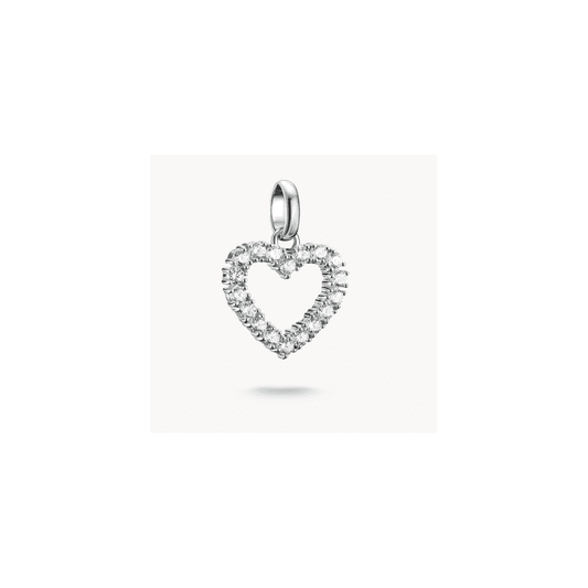 Charm pendant heart with white stones Connect silver