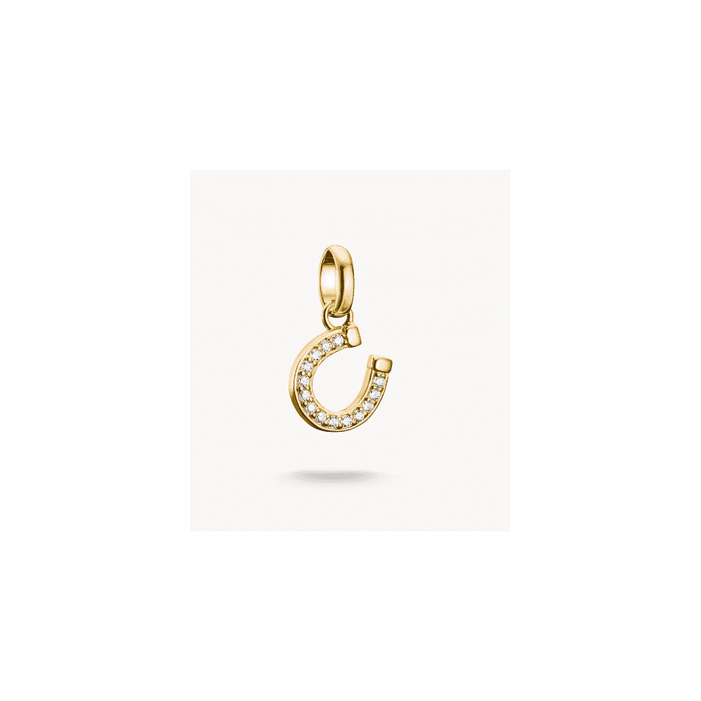 Charm pendant horseshoe with stones Connect gold-plated