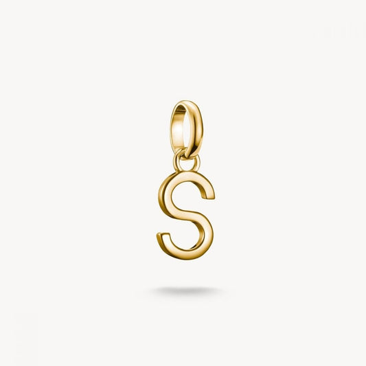 Charm pendant letter S Connect gold-plated