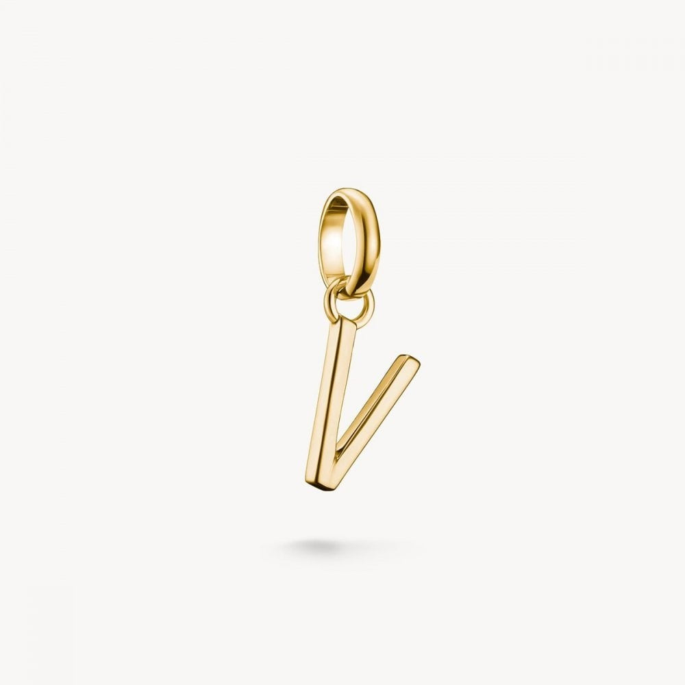 Charm pendant letter V Connect gold-plated