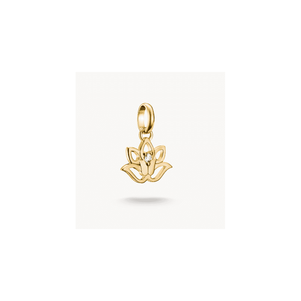 Charm pendant lotus flower with stones Connect gold-plated