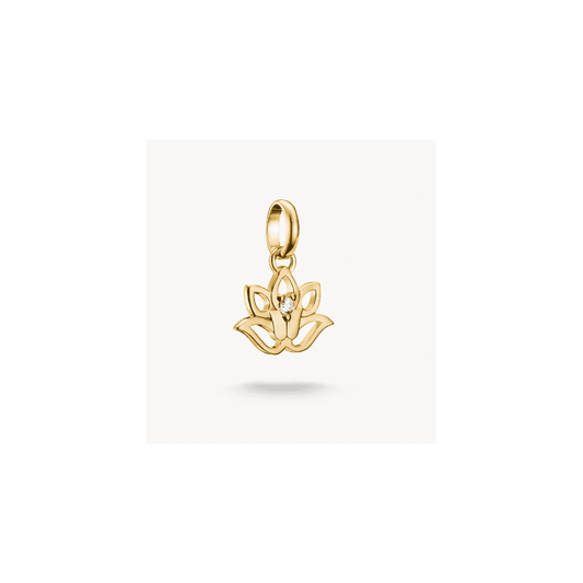 Charm pendant lotus flower with stones Connect gold-plated
