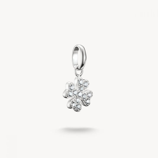 Charm pendant lucky clover with stones Connect silver