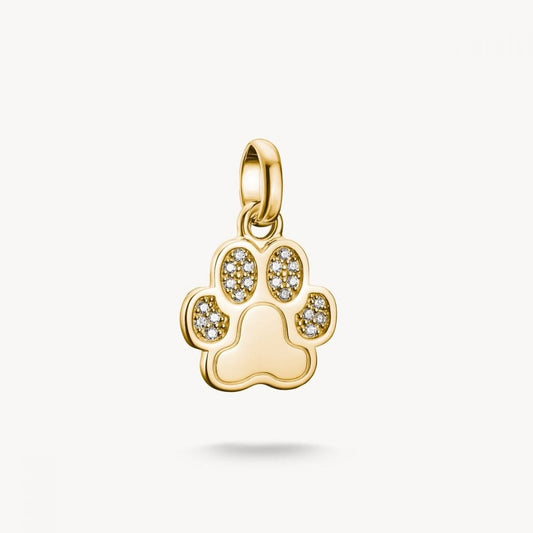 Charm pendant paw with stones Connect gold-plated