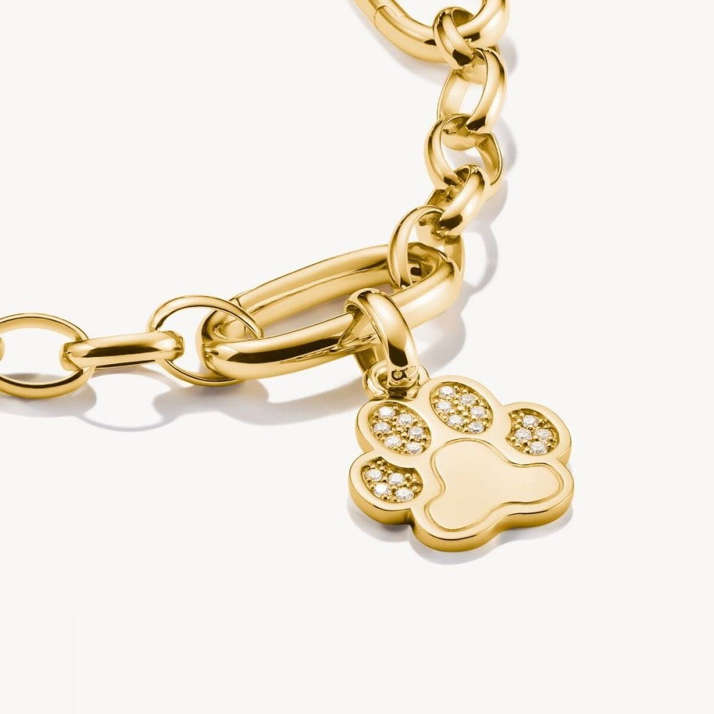Charm pendant paw with stones Connect gold-plated