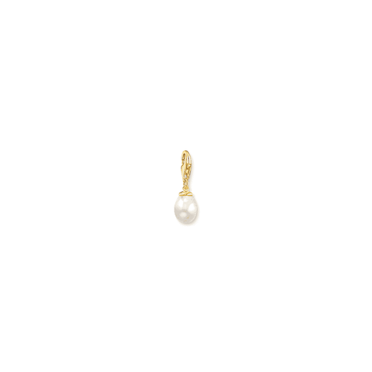 Charm pendant white pearl gold plated 