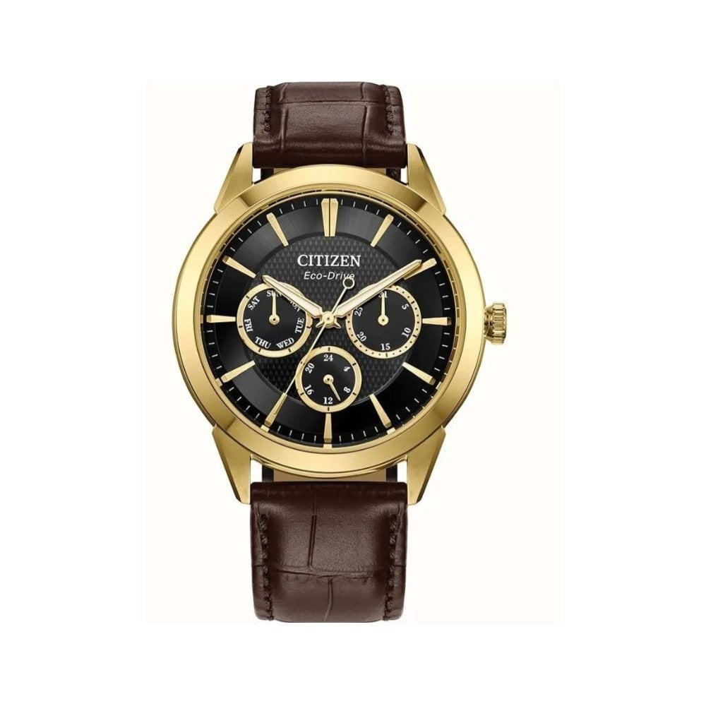 Citizen Citizen Men's Eco-Drive (40mm) Black Dial, Brown Leather Strap