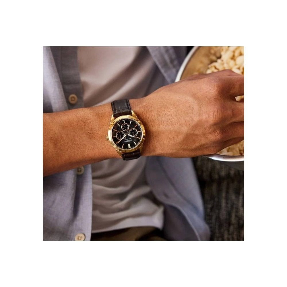 Citizen Citizen Men's Eco-Drive (40mm) Black Dial, Brown Leather Strap