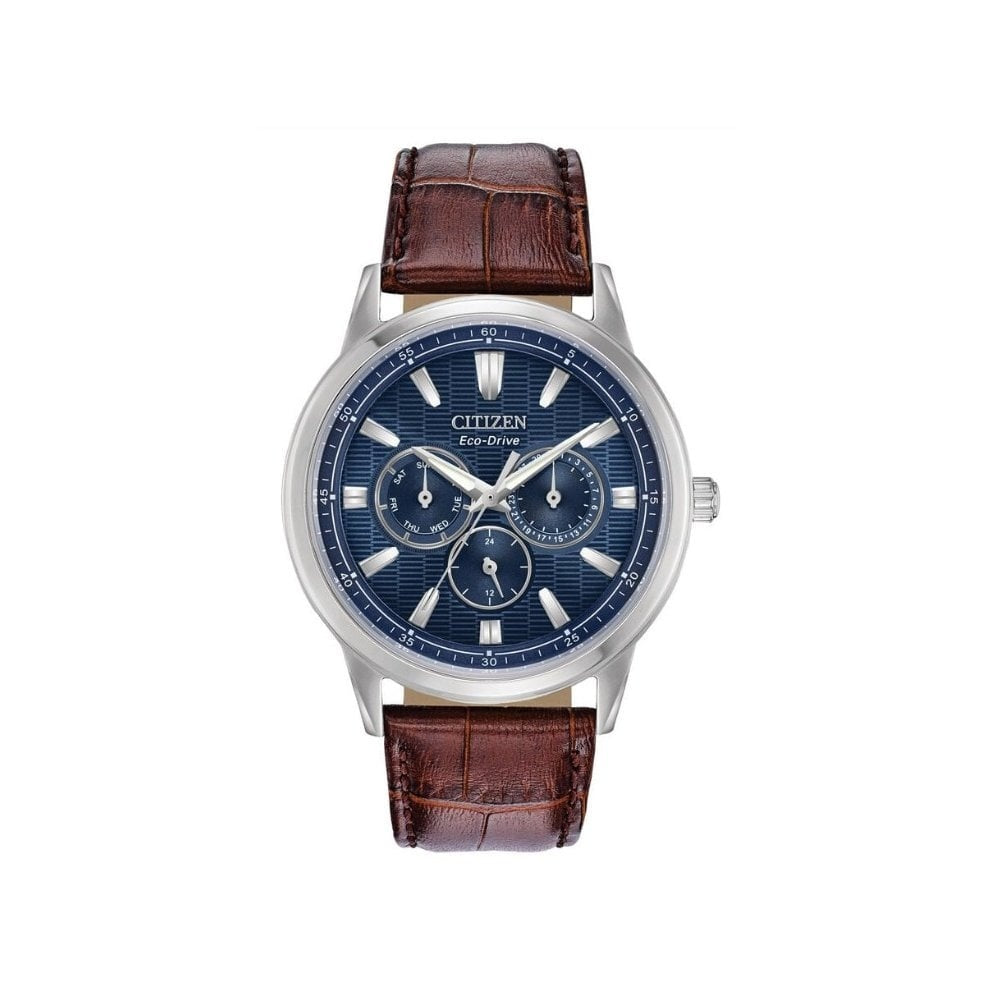 Citizen Eco-Drive Corso Blue Dial Brown Leather Men's Watch