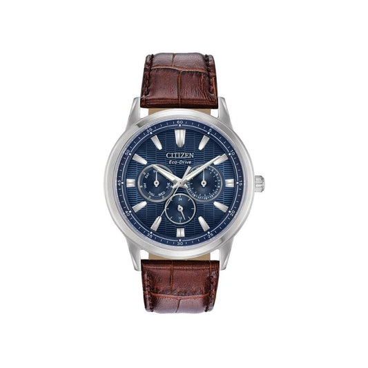 Citizen Eco-Drive Corso Blue Dial Brown Leather Men's Watch