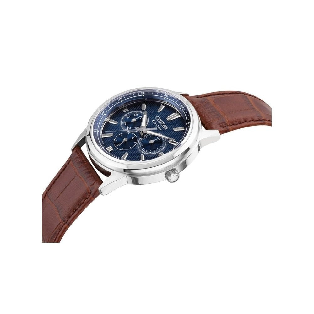 Citizen Eco-Drive Corso Blue Dial Brown Leather Men's Watch