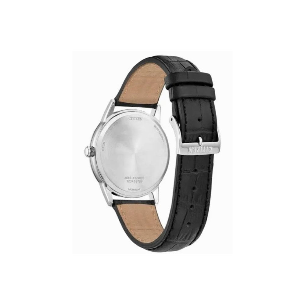 Citizen Men's Eco-Drive Blue Dial Black Leather Strap