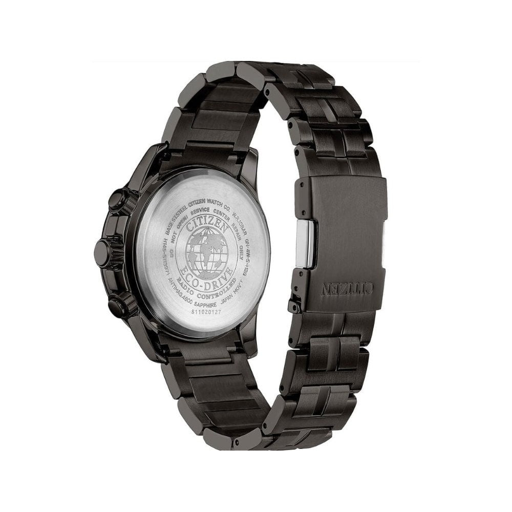 Citizen PCAT Eco Drive Worldtime Grey & Blue Chronograph Charcoal Bracelet Watch
