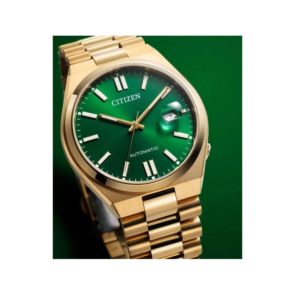 Citizen Tsuyosa 40mm Green Dial Yellow Gold Tone Steel Bracelet Watch
