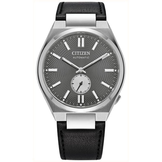 Citizen Tsuyosa Automatic Small-Seconds Textured Grey Dial Black Leather Strap