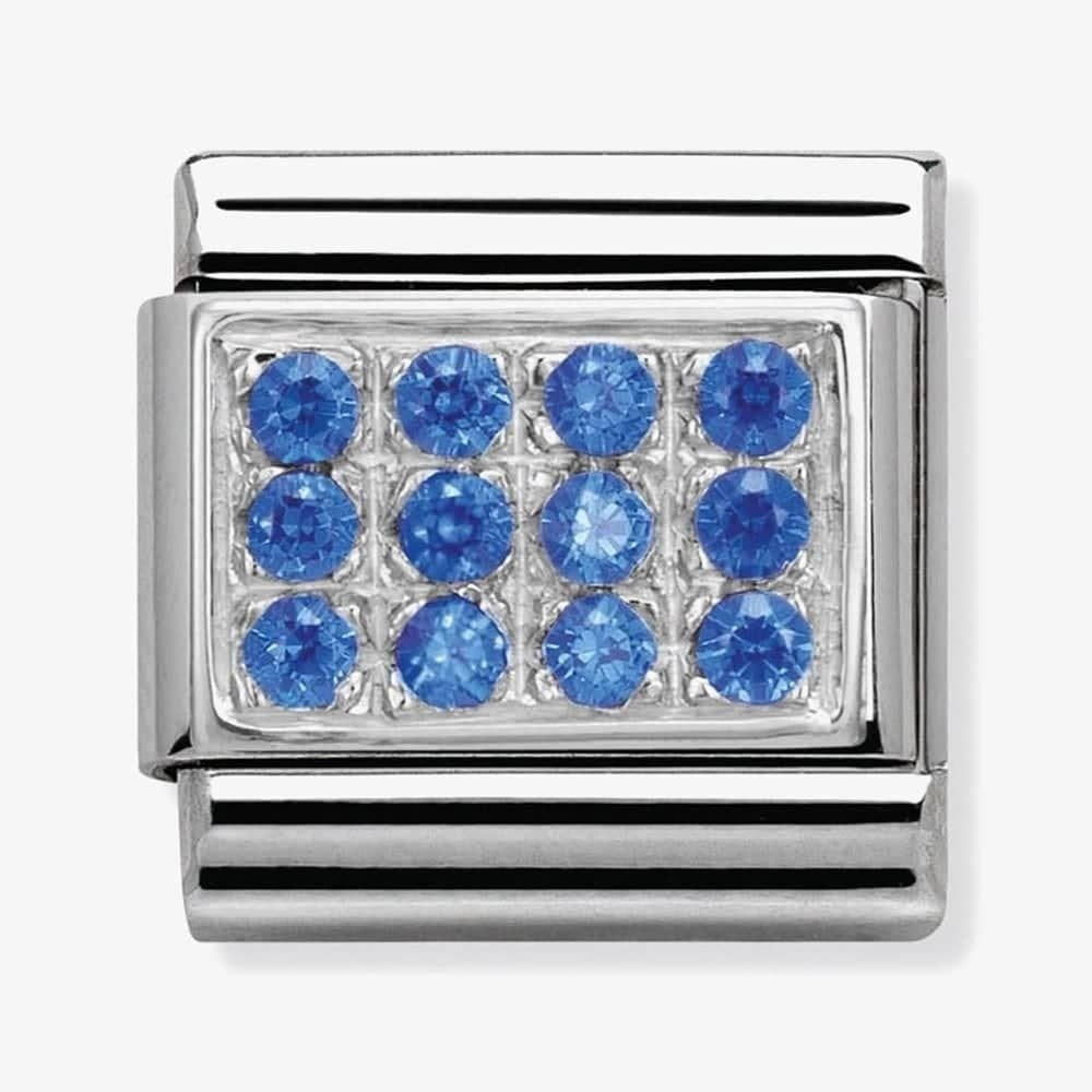 Composable BLUE PAVE Cubic zirconia in stainless steel and 925 silver