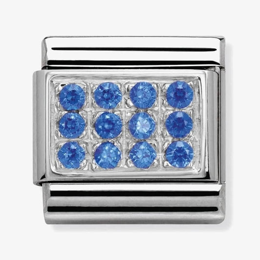 Composable BLUE PAVE Cubic zirconia in stainless steel and 925 silver