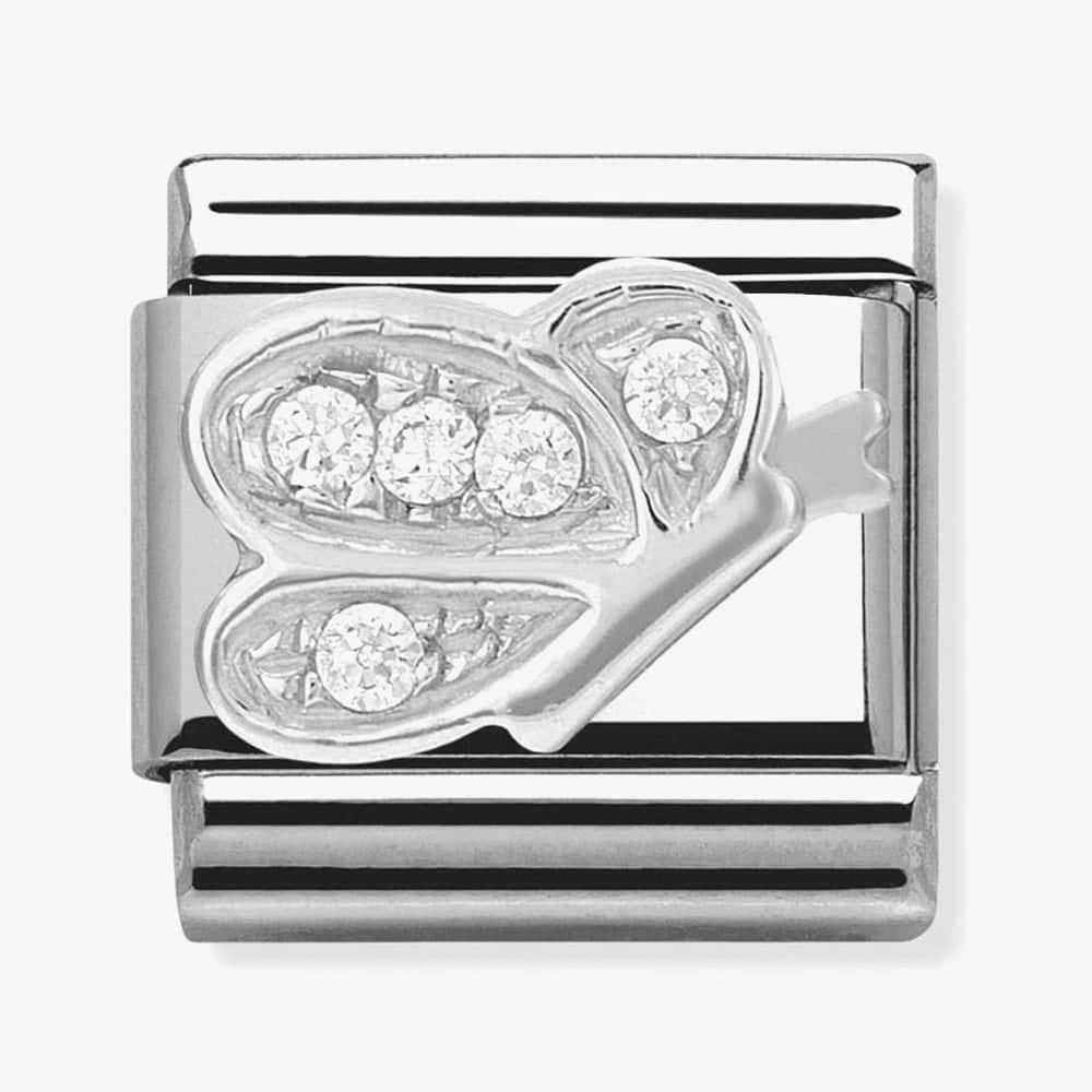 Composable BUTTERFLY stainless steel, Cubic zirconia and 925 silver