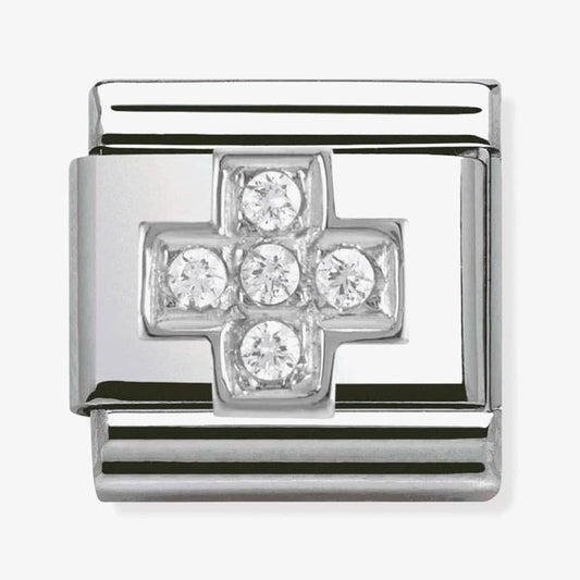 Composable CROSS stainless steel, Cubic zirconia and 925 silver