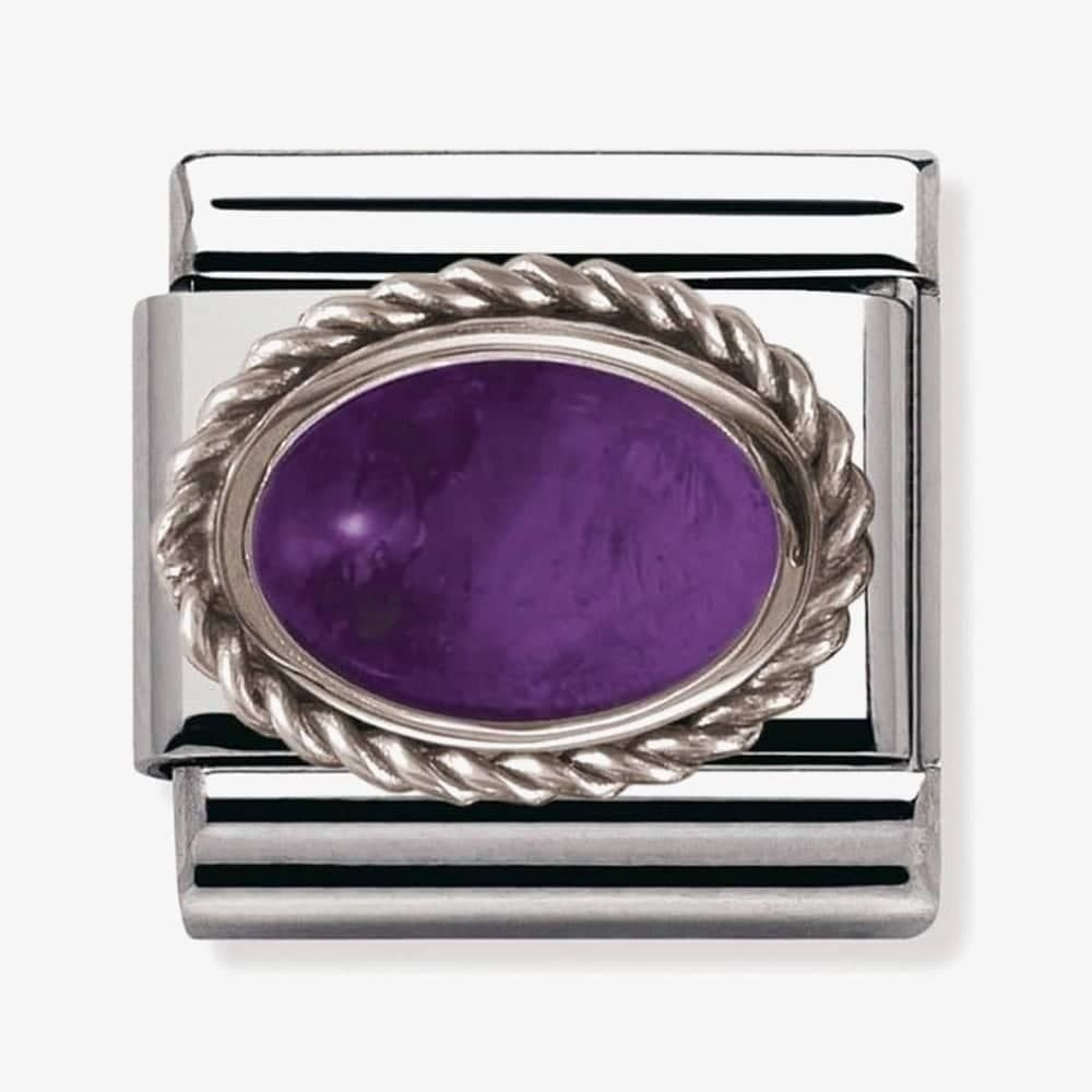 Composable Classic AMETHYST in stainless steel with sterling silver setting and detail