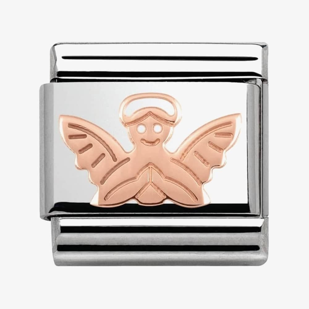 Composable Classic ANGEL CHARM in stainless steel with 9K rose gold Link
