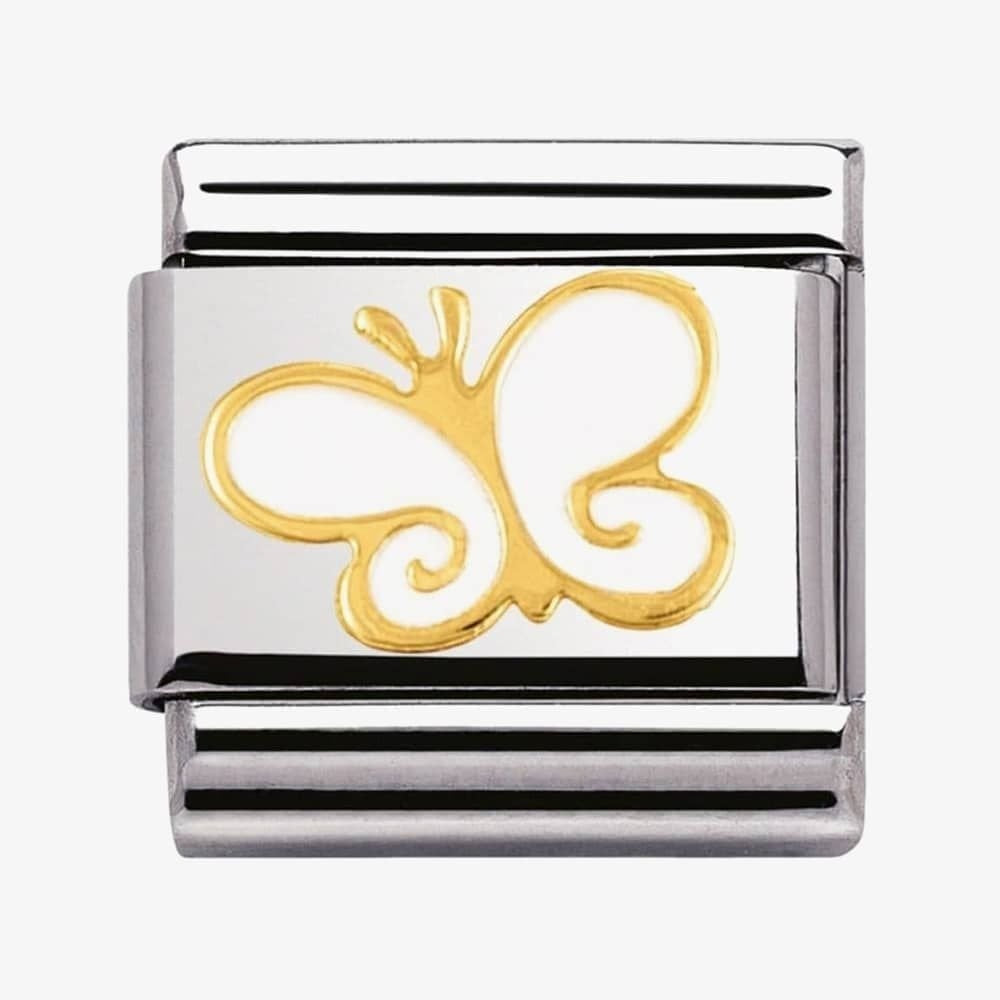 Composable Classic BUTTERFLY in stainless steel with enamel and 18k gold