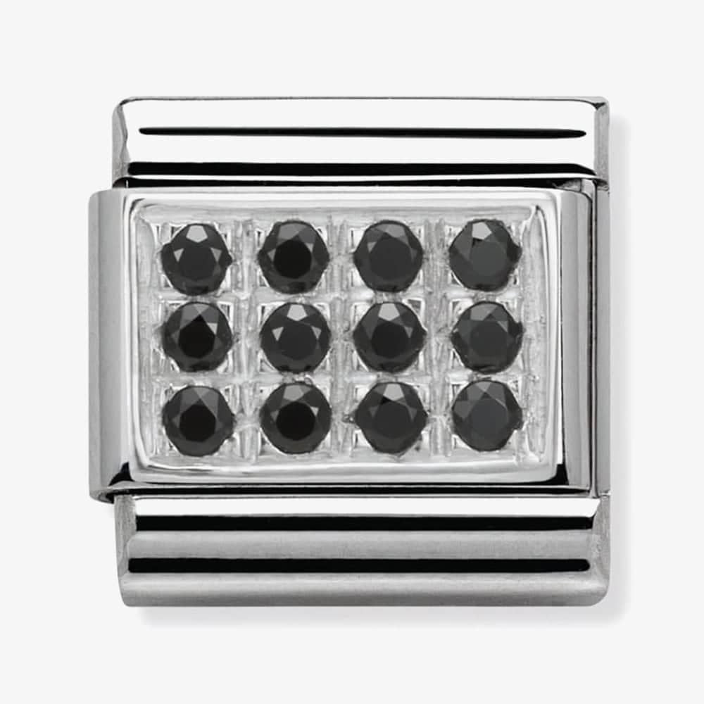 Composable Classic Black Synthetic Cubic Zirconia Pave Charm