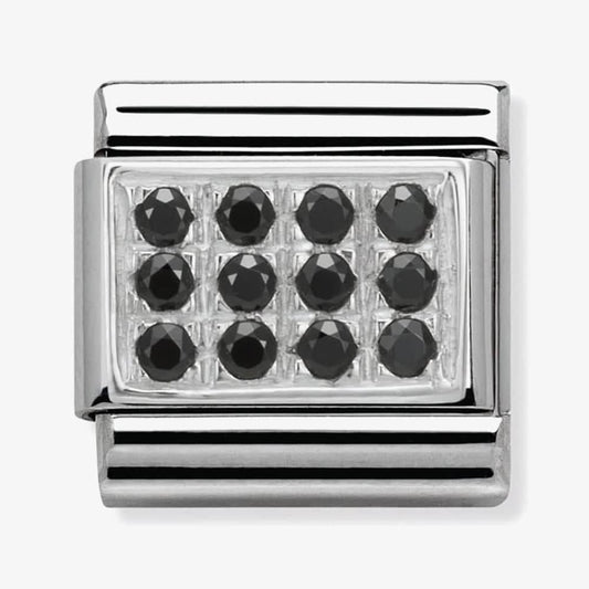 Composable Classic Black Synthetic Cubic Zirconia Pave Charm