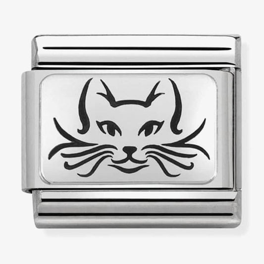 Composable Classic CAT CHARM in steel and 925 silver