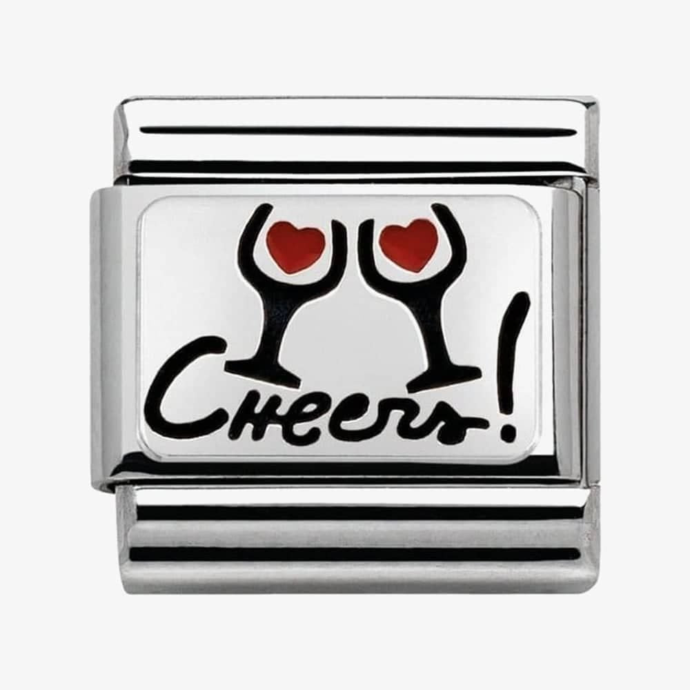 Composable Classic CHEERS WITH GLASSES in stainless steel and sterling silver