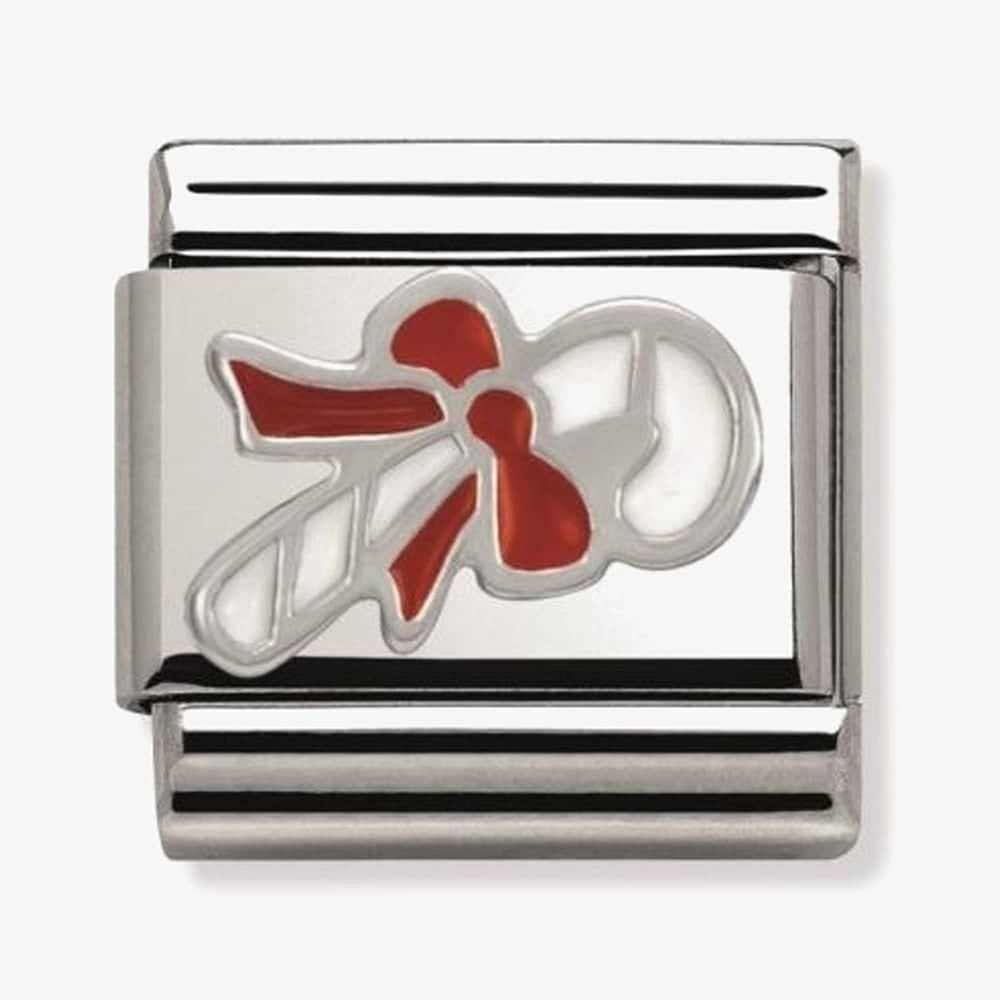 Composable Classic CHRISTMAS CANDY CANE in stainless steel, enamel and arg. 925