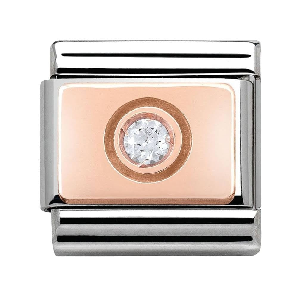 Composable Classic CIRCLE WHITE CZ in stainless steel with 9K rose gold