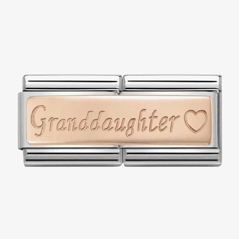 Composable Classic DOUBLE ENGRAVED GRANDDAUGHTER LINK steel and 9K gold Link