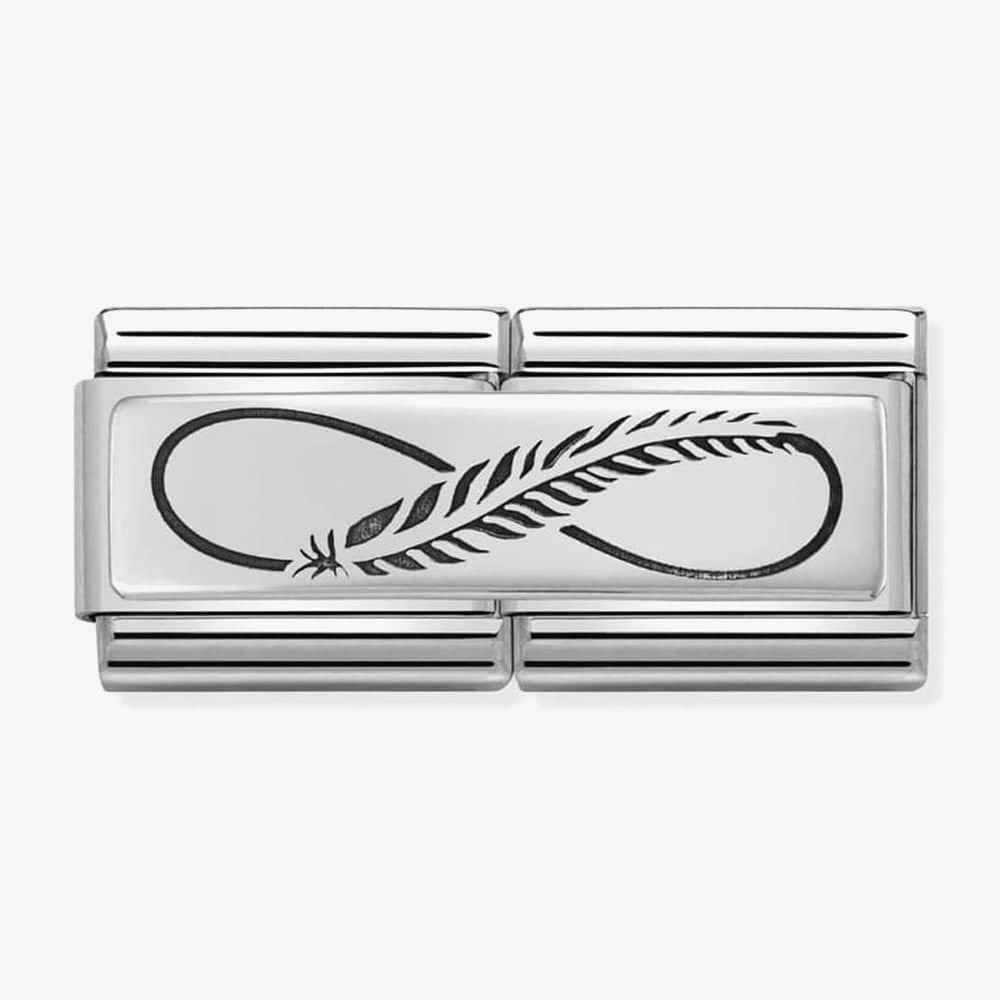 Composable Classic DOUBLE INFINITY FEATHER steel and 925 silver Link Size: 2cmx0.8cm
