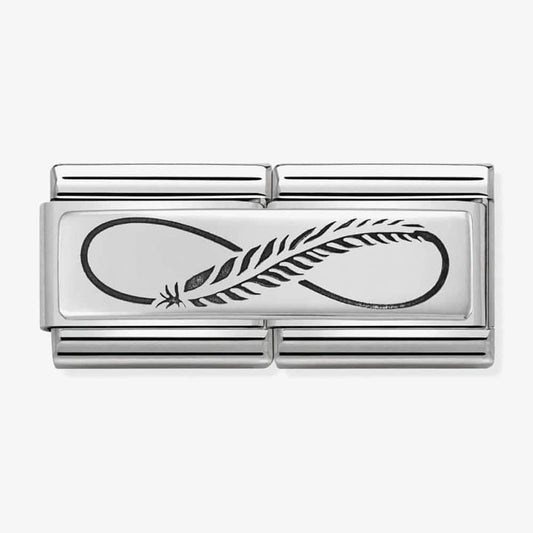 Composable Classic DOUBLE INFINITY FEATHER steel and 925 silver Link Size: 2cmx0.8cm