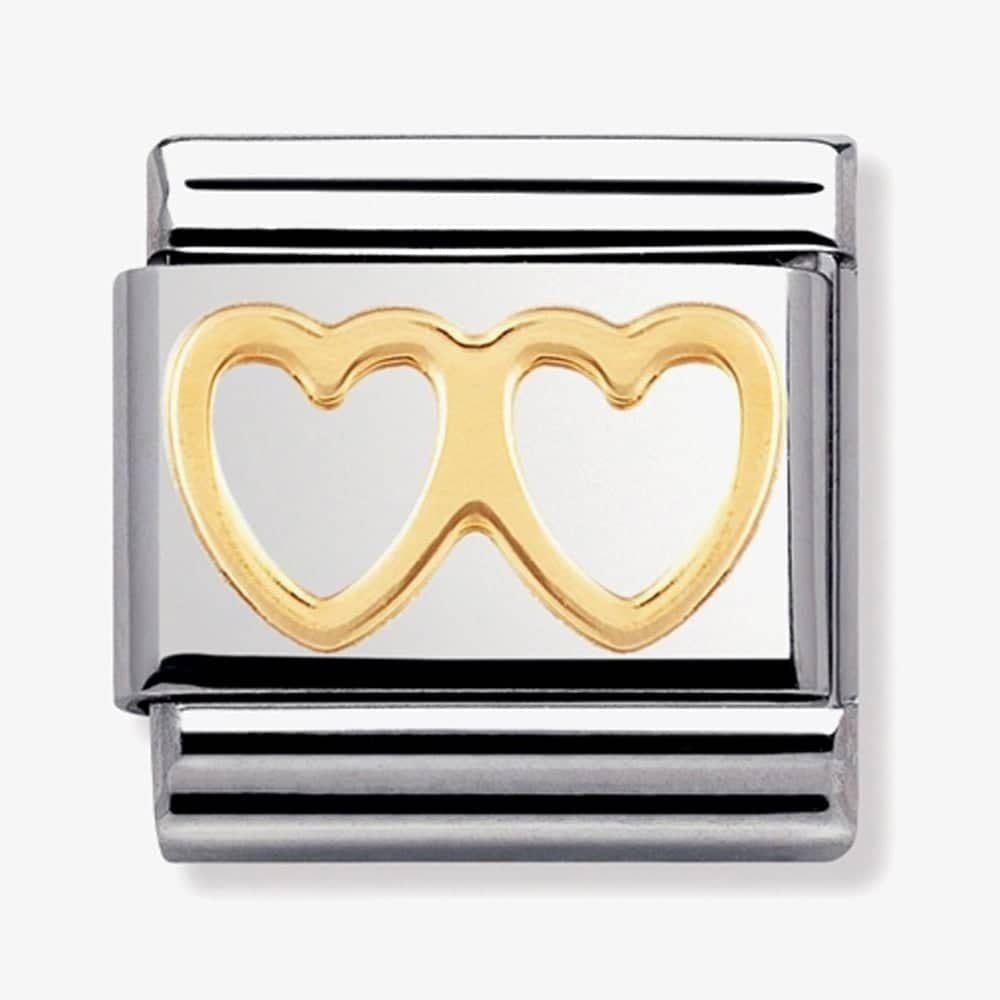 Composable Classic Double LOVE Link in stainless steel and 18k gold