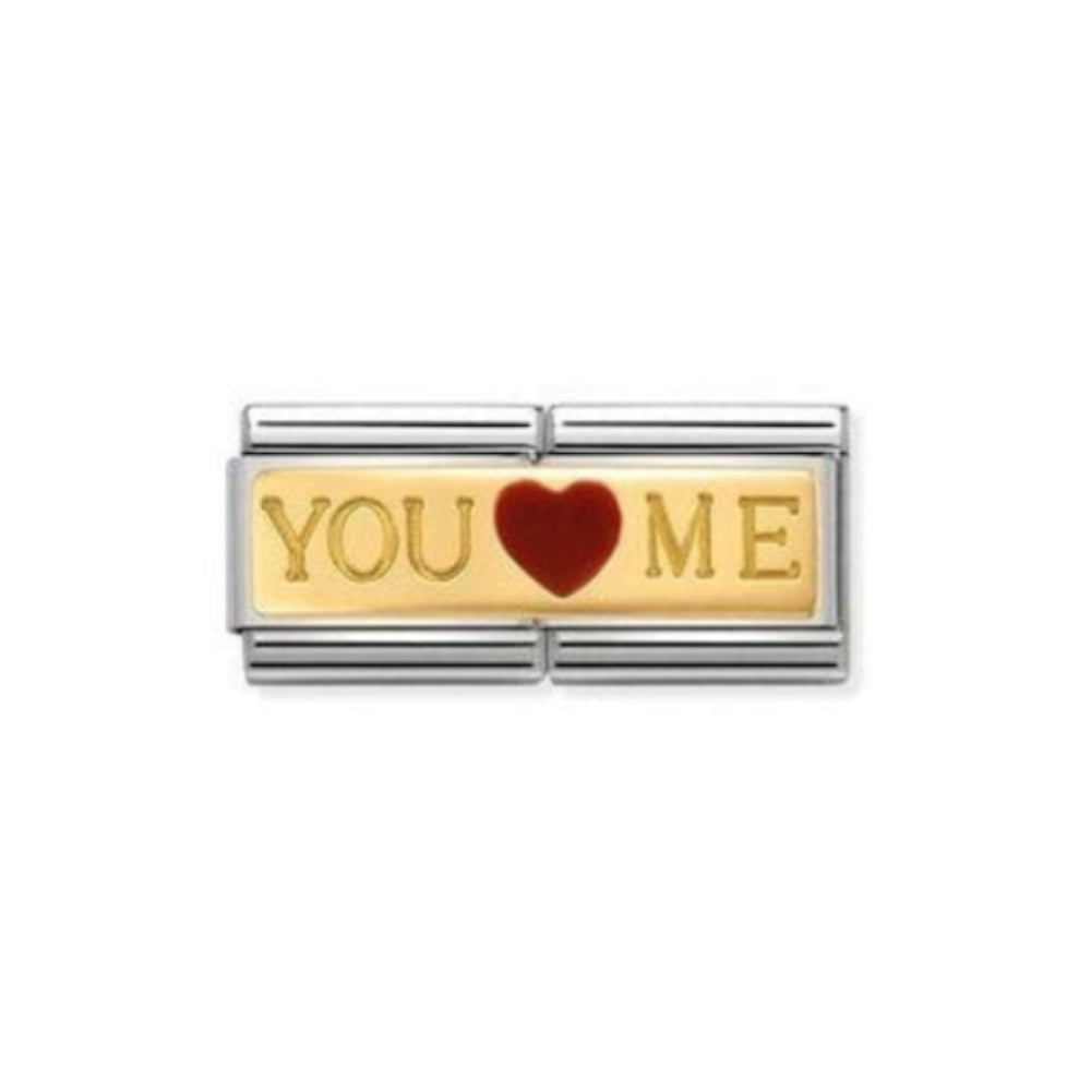 Composable Classic Double Link in stainless steel and 18K gold with “You and Me”