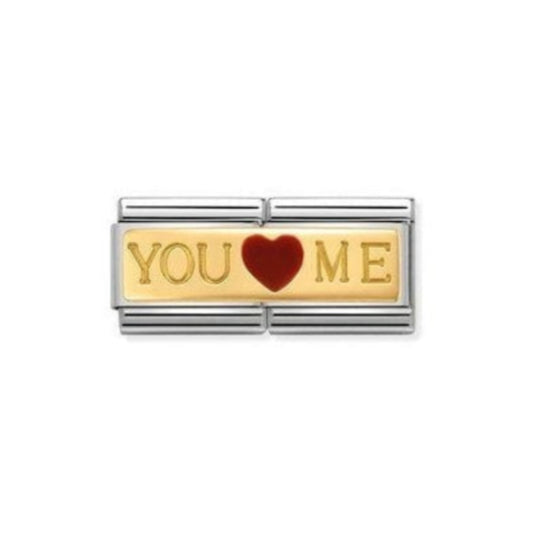 Composable Classic Double Link in stainless steel and 18K gold with “You and Me”
