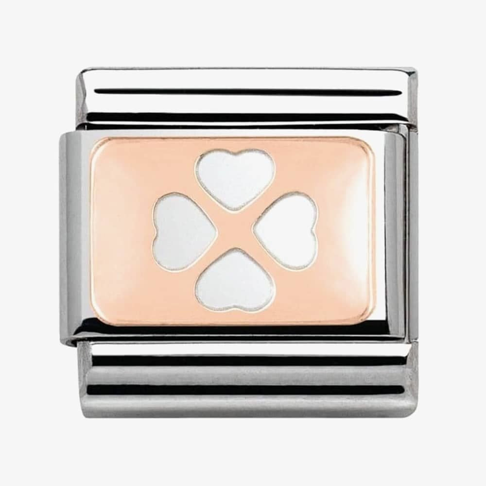 Composable Classic FOUR LEAF CLOVER in stainless steel with 9K rose gold