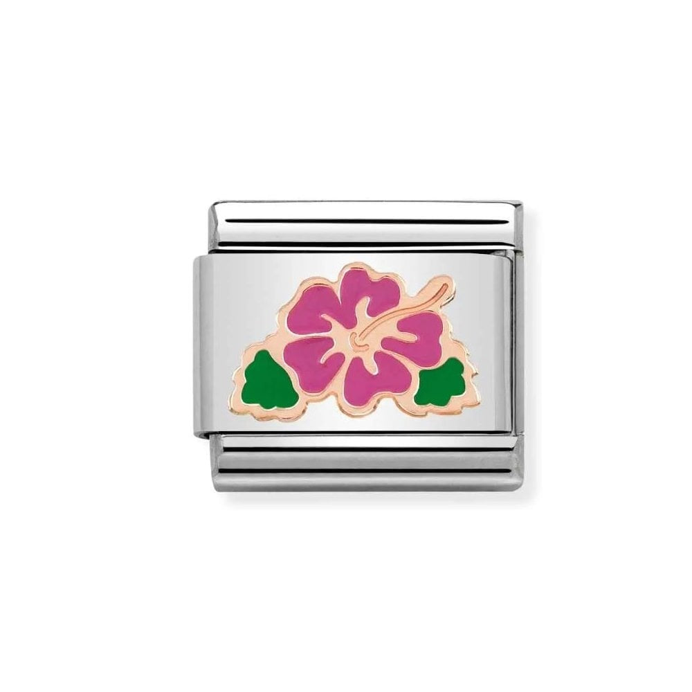 Composable Classic Fuchsia Hibiscus Rose Gold Charm