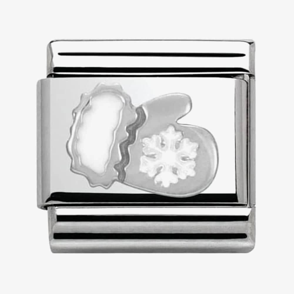 Composable Classic GLOVE WITH SNOWFLAKE in stainless steel, enamel and arg. 925