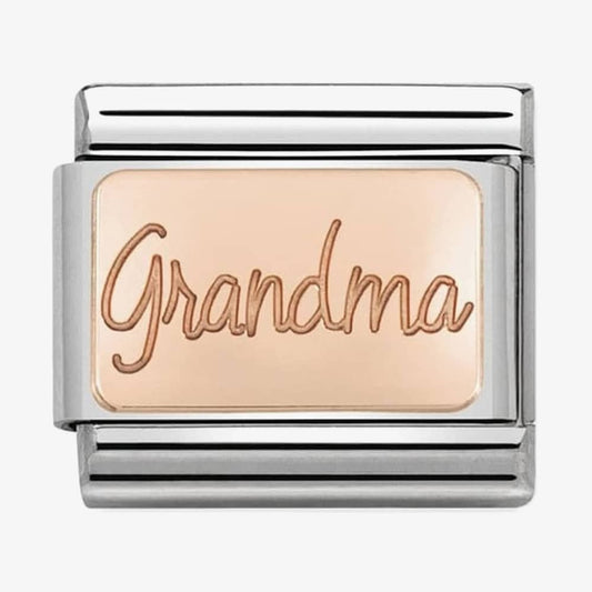 Composable Classic GRANDMA CHARM in stainless steel with 9K rose gold