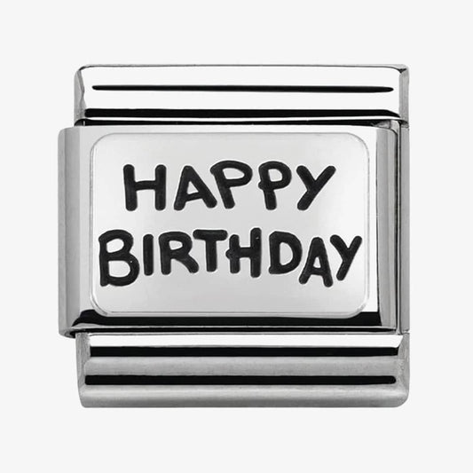 Composable Classic HAPPY BIRTHDAY CHARM in stainless steel and sterling silver