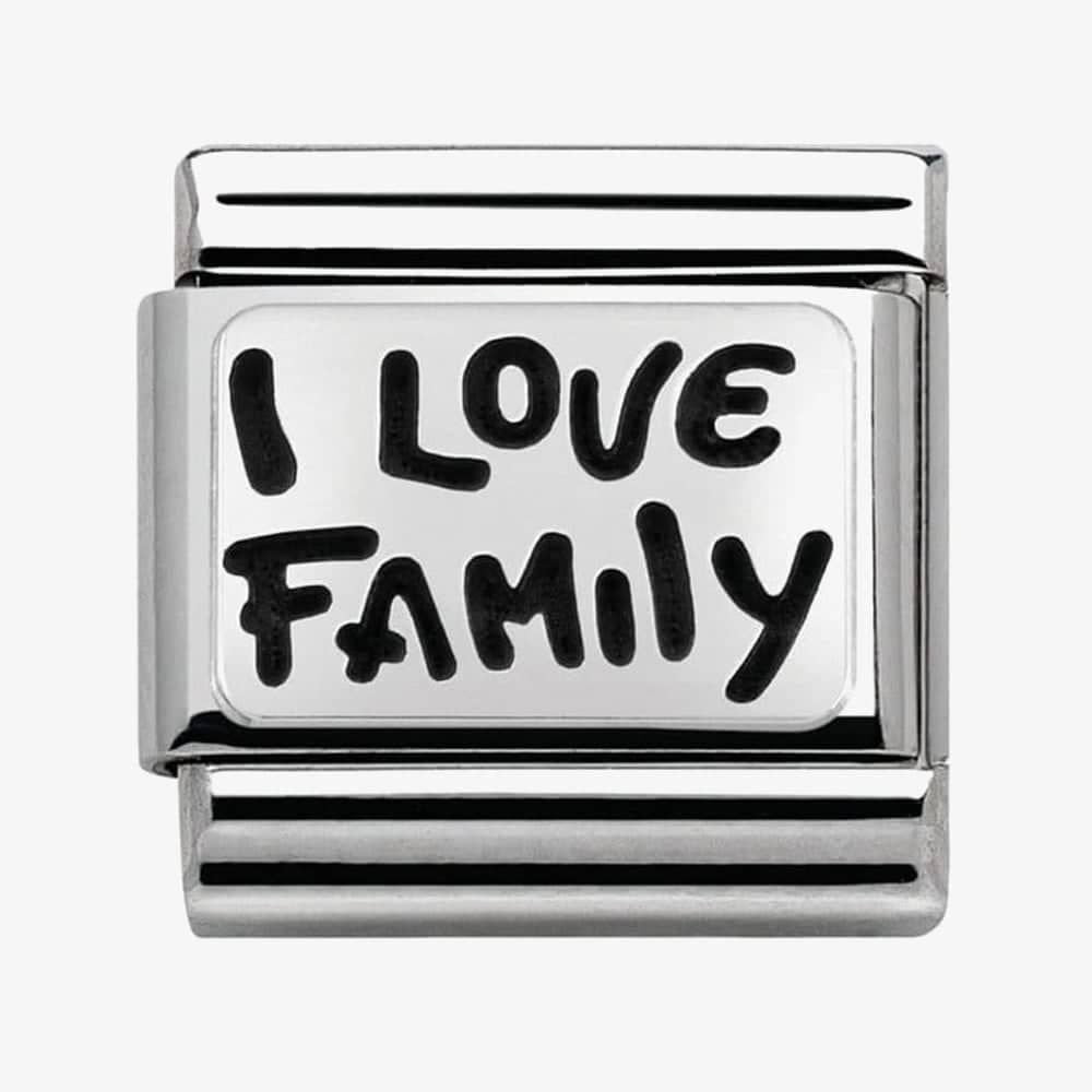 Composable Classic I LOVE FAMILY PLATES in stainless steel and sterling silver