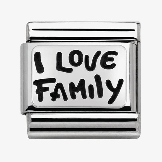 Composable Classic I LOVE FAMILY PLATES in stainless steel and sterling silver