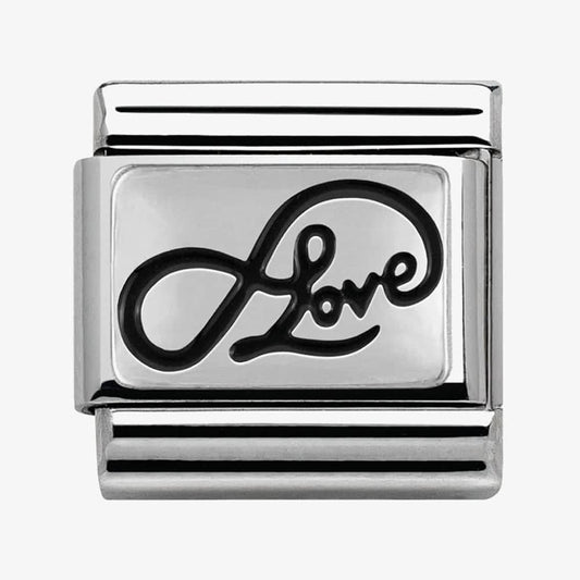 Composable Classic INFINITY LOVE WRITING in stainless steel and sterling silver