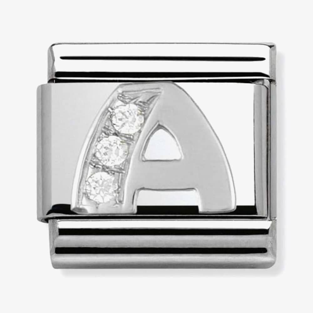 Composable Classic LETTER A stainless steel, Cubic zirconia and 925 silver