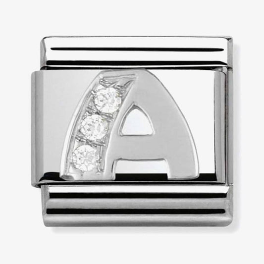 Composable Classic LETTER A stainless steel, Cubic zirconia and 925 silver