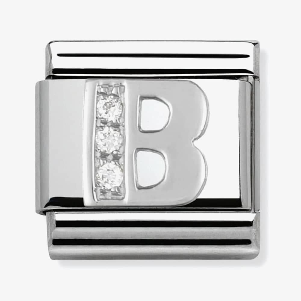 Composable Classic LETTER B stainless steel, Cubic zirconia and 925 silver